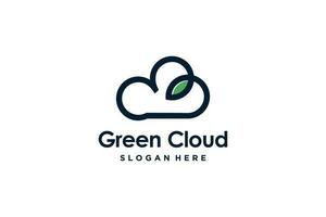 Cloud logo with leaf concept modern design vector