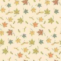 Seamless Autumn Pattern with Maple Leaves and Seed vector