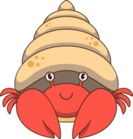 eremit krabba söt tecknad serie stil png