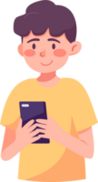 Kid using smartphone, social network, chat, message, internet, flat style illustration. png