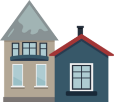 Residential House Illustrations in Flat Design Style Architecture, Cartoon. png