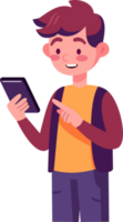 Kid using smartphone, social network, chat, message, internet, flat style illustration. png