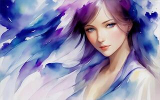 watercolor beautiful women, create with Ai Generated photo