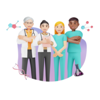 medisch dokter team 3d karakter illustratie png