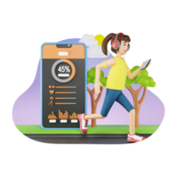 Fitness Tracking App 3D Character Illustration png