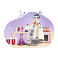 laboratorium testa 3d karaktär illustration png