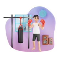 Fighter Doing Training 3D Character Illustration png