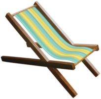 3D model of a wooden deck chair toy on a transparent background png