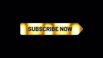 Loop Subscribe Now text with golden nameplate animation video