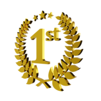 3d rendere d'oro alloro ghirlanda con primo numero. il concetto per il primo posto premio nel il cerimonia evento. 3d illustrazione png