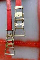Ratchet cargo ties. belts with ratchets for fixing the load in the body photo