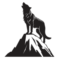 Beautiful Wolf Silhouette - Generative Ai png