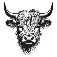 Beautiful Highland Cow Silhouette - png