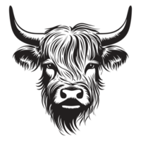 Beautiful Highland Cow Silhouette - Generative Ai png