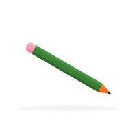 vector pencil with eraser in green color on white background