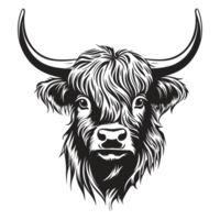 Beautiful Highland Cow Silhouette - Generative Ai png