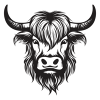 Beautiful Highland Cow Silhouette - Generative Ai png