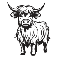 Beautiful Highland Cow Silhouette - Generative Ai png