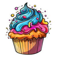 Colorful Cupcake - Generative Ai png