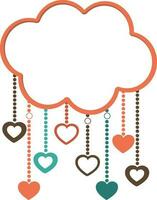 Hanging heart on a cloud. vector