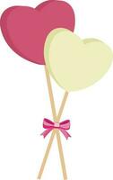 Pair of heart with ribbon bow. vector