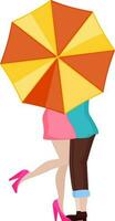 Young couple in love under an umbrella. vector