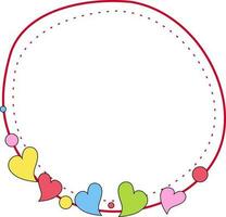 Circle frame with heart spring greeting card. vector