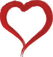 Red heart in brushstroke texture, vector illustration.