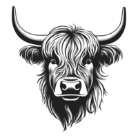 Beautiful Highland Cow Silhouette - Generative Ai png