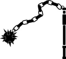 Black and whitte flail medieval weapon. vector