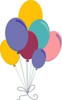 Realistic colorful bunch of flying balloons. vector