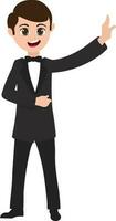 Character of a boy dressed up like a groom. vector