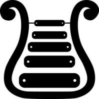 Glyph icon of bell lyre in black color. vector