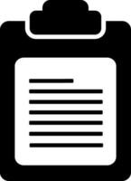 Glyph icon of clipboard with document. vector