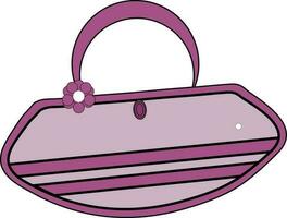 Hand bag in pink and black color. vector