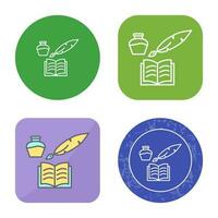 Unique Quill and Book Vector Icon