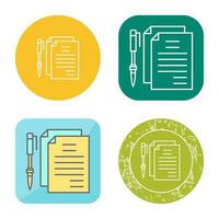 Unique Documents and Pen Vector Icon