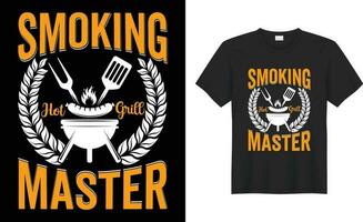 BBQ Grilling lover Funny retro vintage typography print Vector T-shirt design template. Smoking hot grill Master