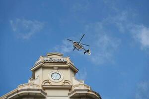 Police helicopter guarding a Demonstration of Farmers photo