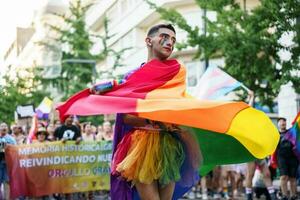 Granada, Spain. June 26, 2023. Diversity of people at LGBTQ Pride demonstration photo