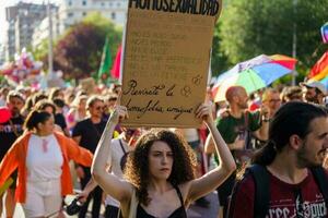 granada, España. junio 26, 2023. diversidad de personas a lgbtq orgullo demostración foto