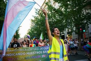 Granada, Spain. June 26, 2023. Diversity of people at LGBTQ Pride demonstration photo