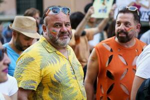 Granada, Spain. June 26, 2023. Diversity of people at LGBTQ Pride demonstration photo