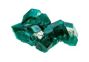 raw emerald-green Dioptase crystals isolated photo