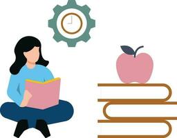 The girl is reading a book. vector