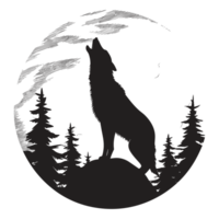 Beautiful Wolf Silhouette - Generative Ai png