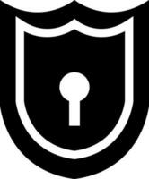 Shield lock symbol in black and white color. vector