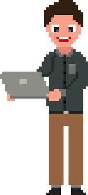 Pixel art illustration of man.