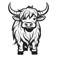 Beautiful Highland Cow Silhouette - Generative Ai png