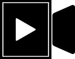 Black and white video camera with play button. vector